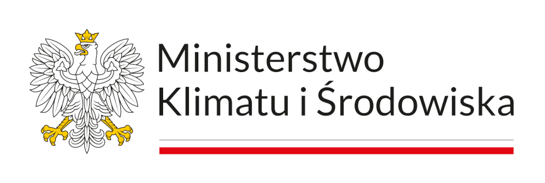Obrazek przedstawia logo Ministerstwa Klimatu i Środowiska w Polsce. Widoczny jest biały orzeł, symbol narodowy Polski, obok nazwy ministerstwa napisanej po polsku. Logo to symbolizuje oficjalne i narodowe znaczenie ministerstwa.