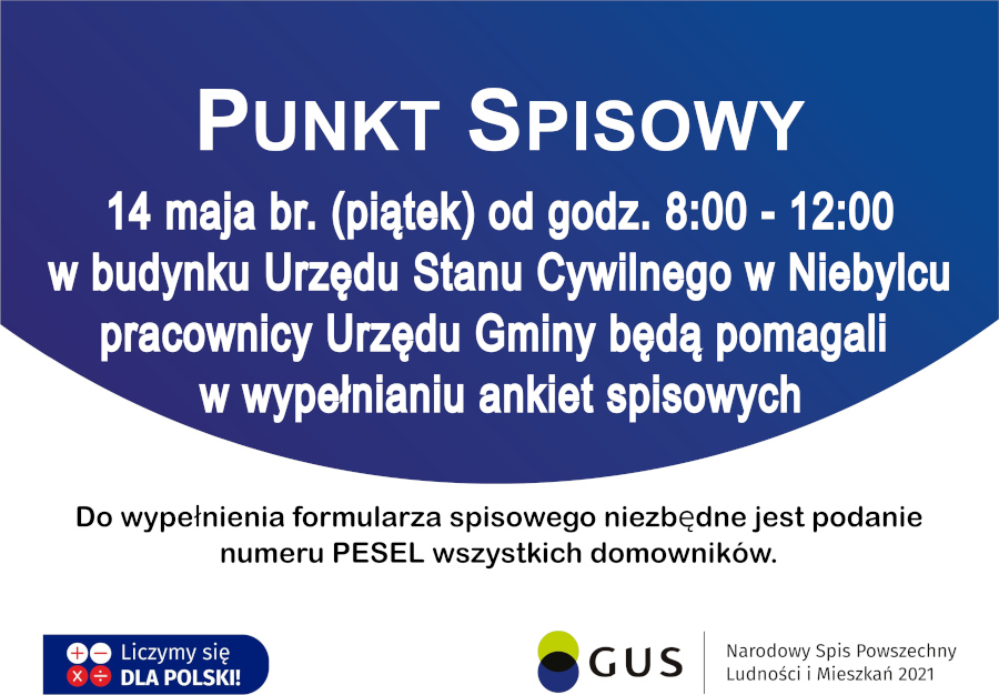 Plakat informujący o Punkcie Spisowym